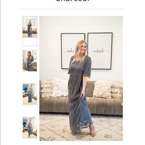 Grey lace maternity dress